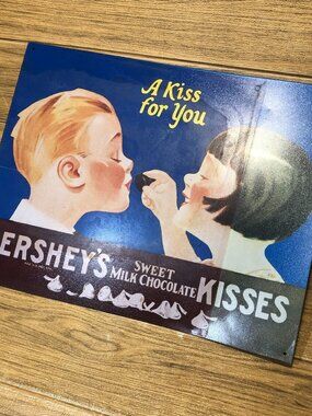 Hershey's Sweet Milk Chocolate Kisses metal tin sign 16"x12.5